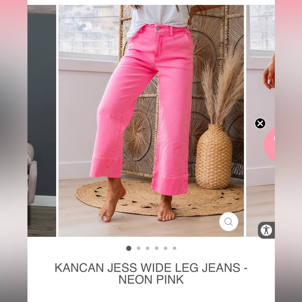 KanCan Neon Pink Wide Leg Jeans